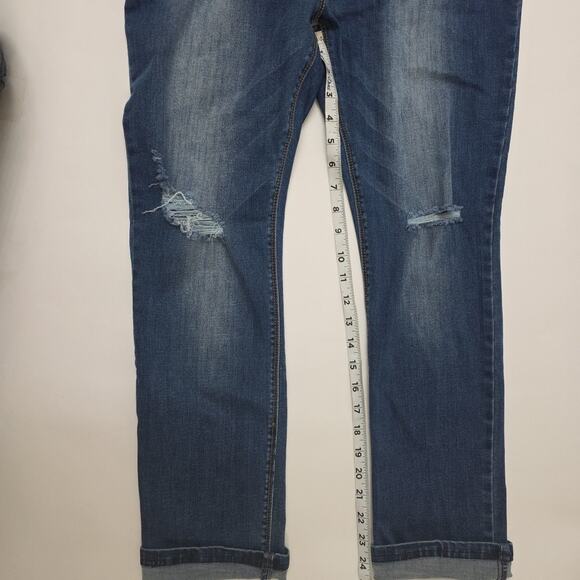 Coco+Carmen Distressed OMG Boyfriend Blue Denim Pull On Jeans Size L NWT Shaping - Picture 8 of 8
